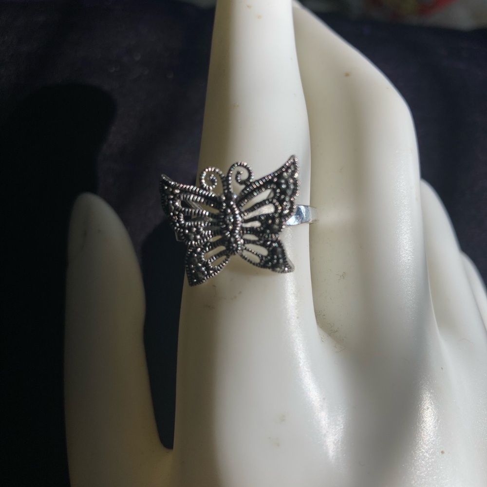 Marcasite & 925 Silver Butterfly Ring